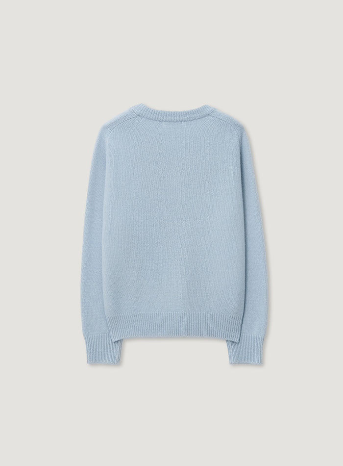 Mango Maniplease Mumu V Wool Knit Light Blue