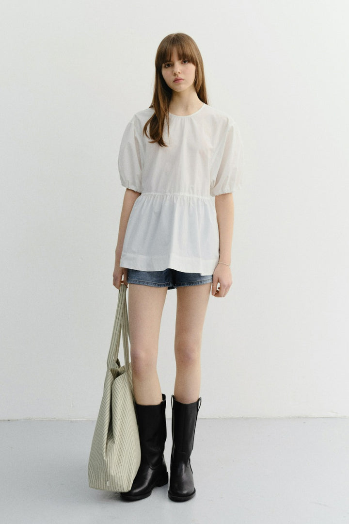 Dunst Ribboned Back Slit Blouse White