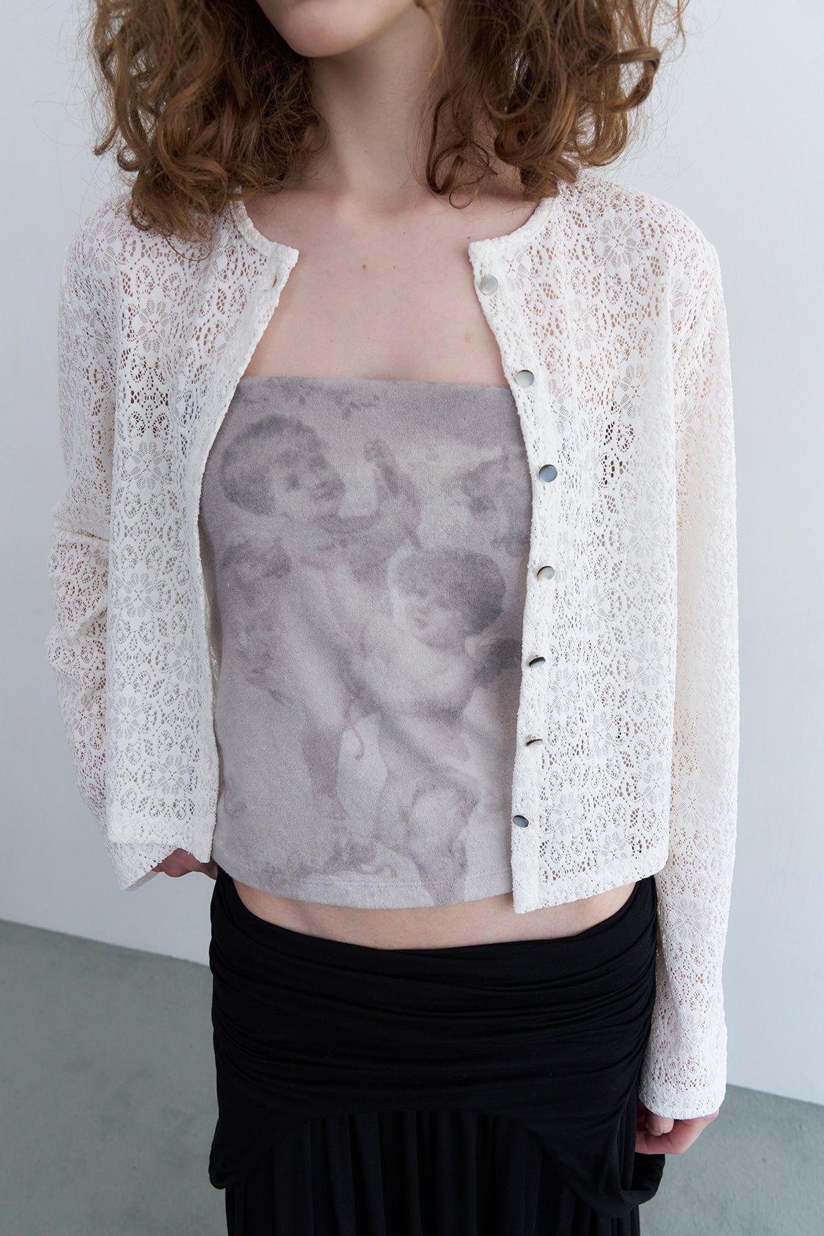 Overdueflair Cotton Lace Cardigan White