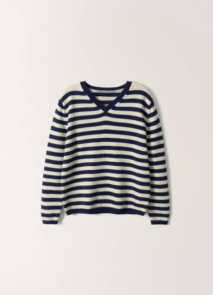 Nothing Written Molly V-Neck Pullover (Ivory Stripe)