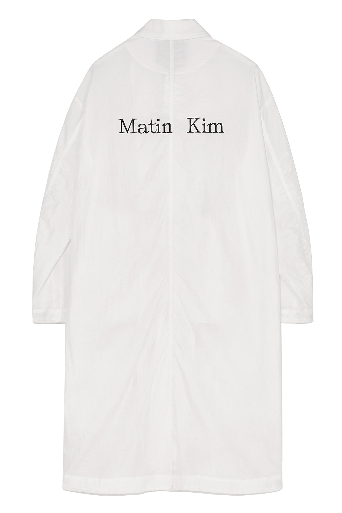 Matinkim Back Logo Point Nylon Long Coat For Men IN White