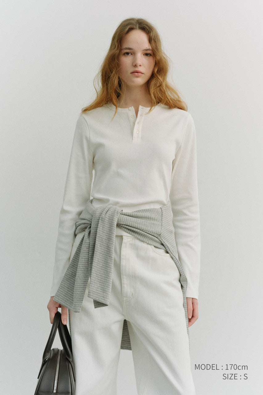 Dunst Unisex Henley-Neck T-Shirt Off White