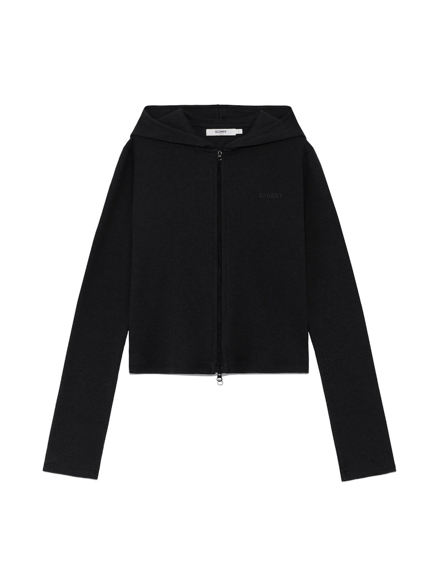 GLOWNY G Classic Essential Rib Zip-Up (Black)