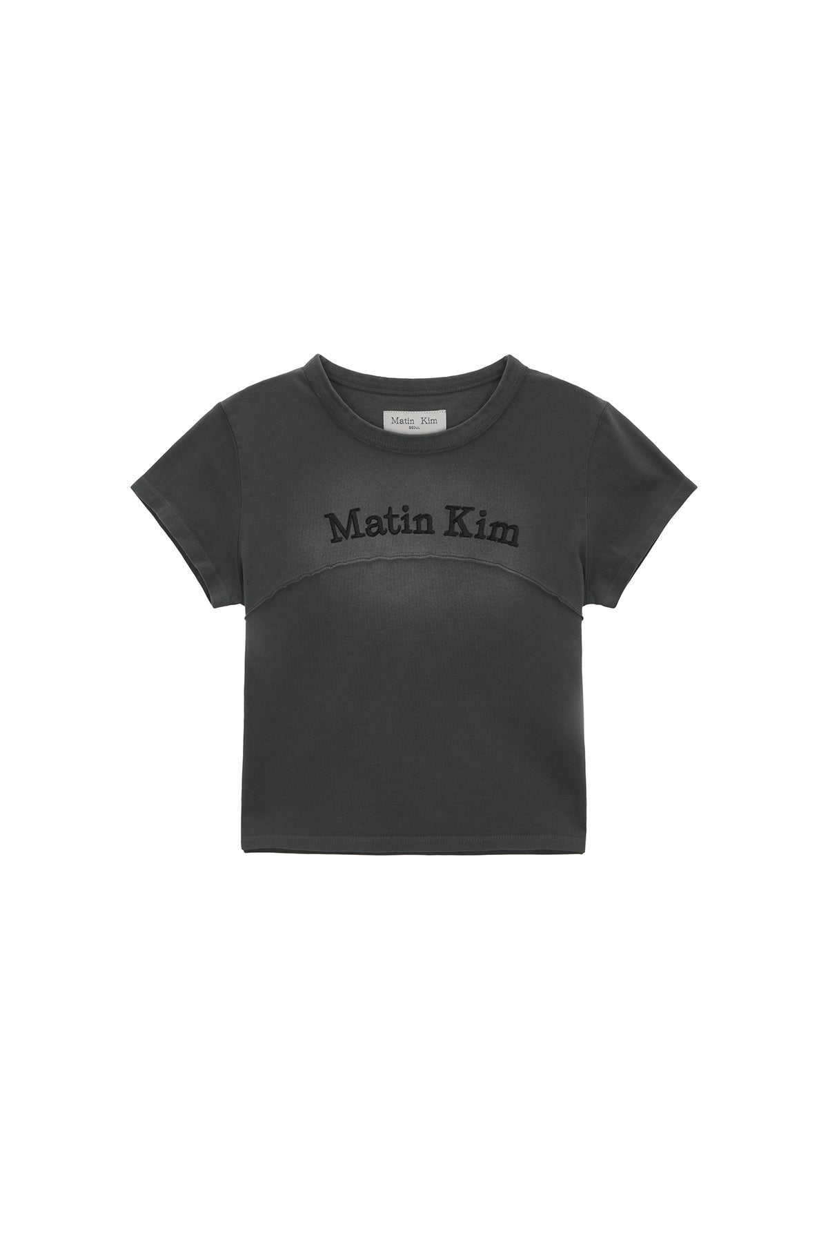 Matinkim Pigment Cut Out Logo Crop Top IN Charcoal