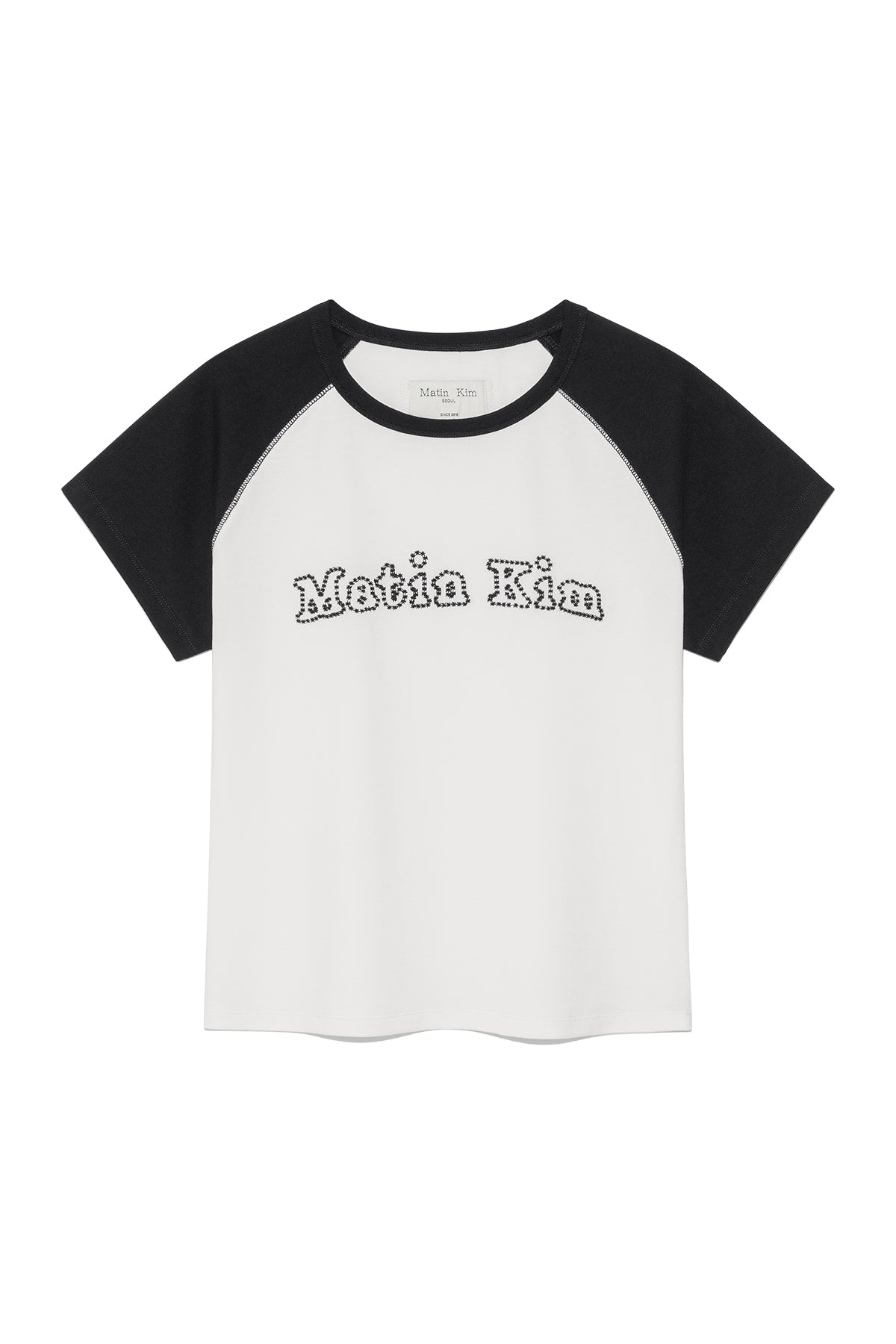 Matinkim Flower Stitch Raglan Logo Top IN Black