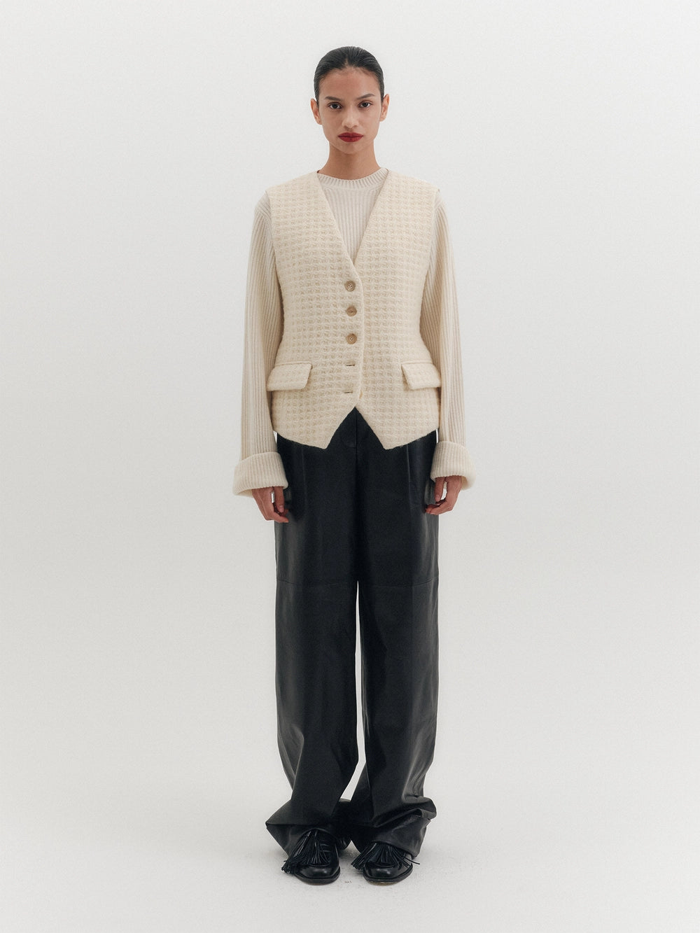 EENK Belted Tailored Vest - Ivory