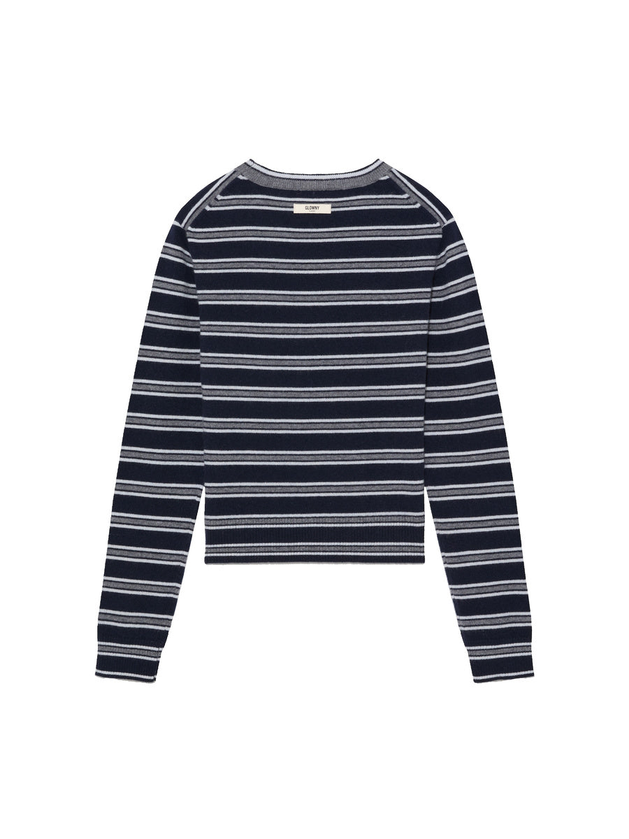 GLOWNY G Mixed Stripe Cashmere Knit (Navy)
