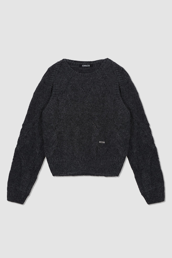 Matinkim Bolero Layered Cable Knit Pullover IN Charcoal