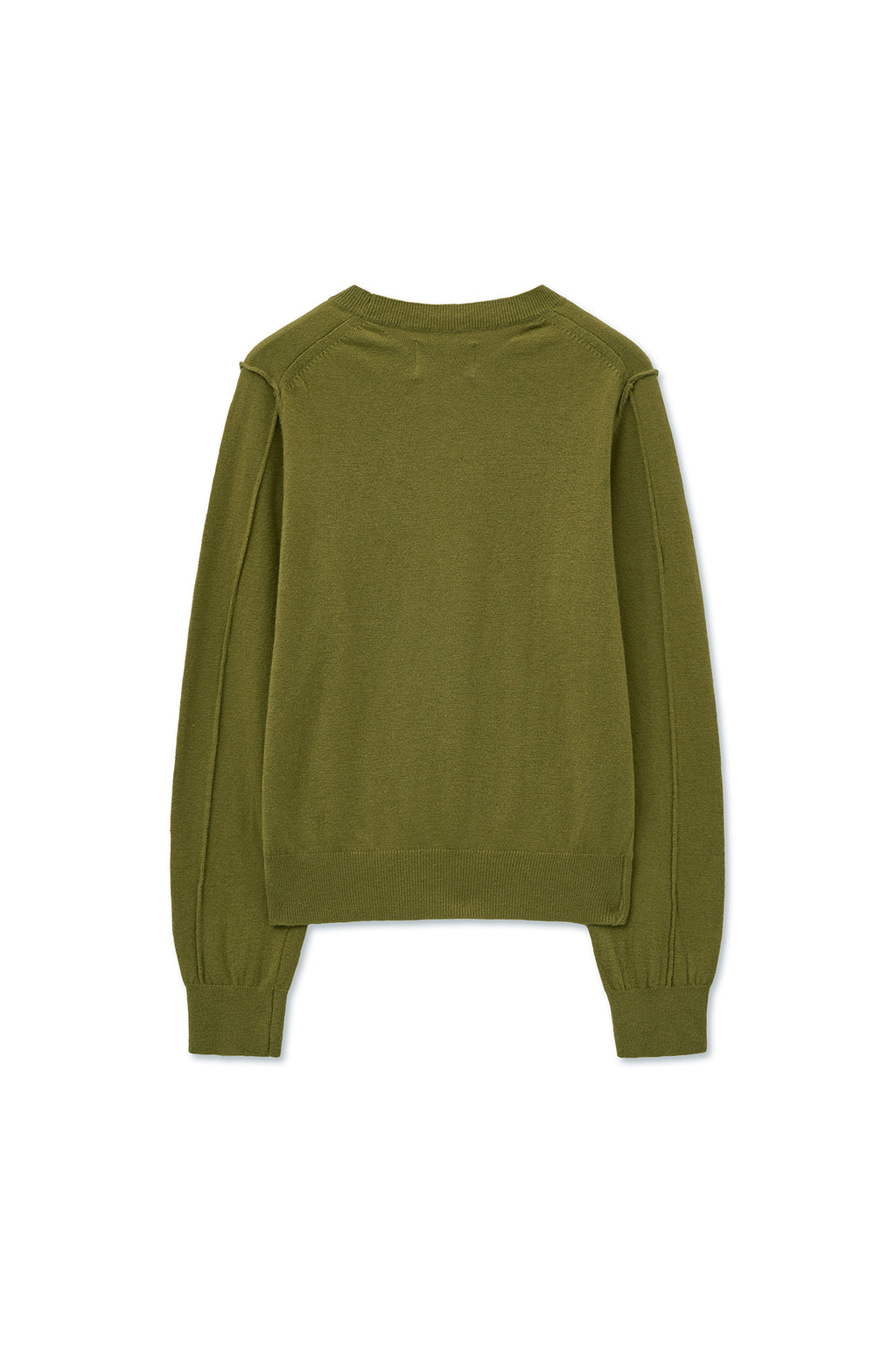 [matinkim] CASHMERE BLENDED ROUND KNIT PULLOVER IN OLIVE