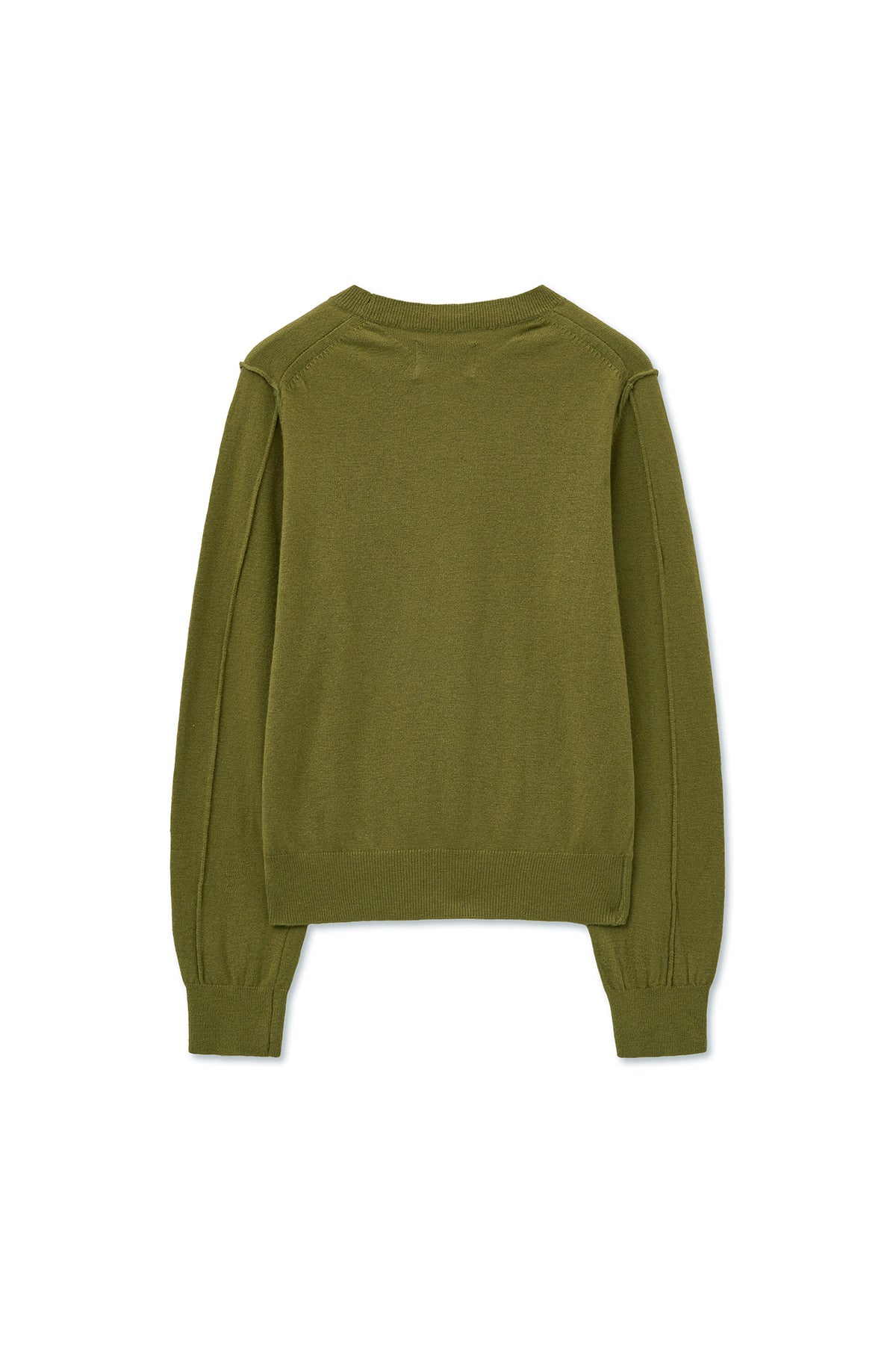 [matinkim] CASHMERE BLENDED ROUND KNIT PULLOVER IN OLIVE