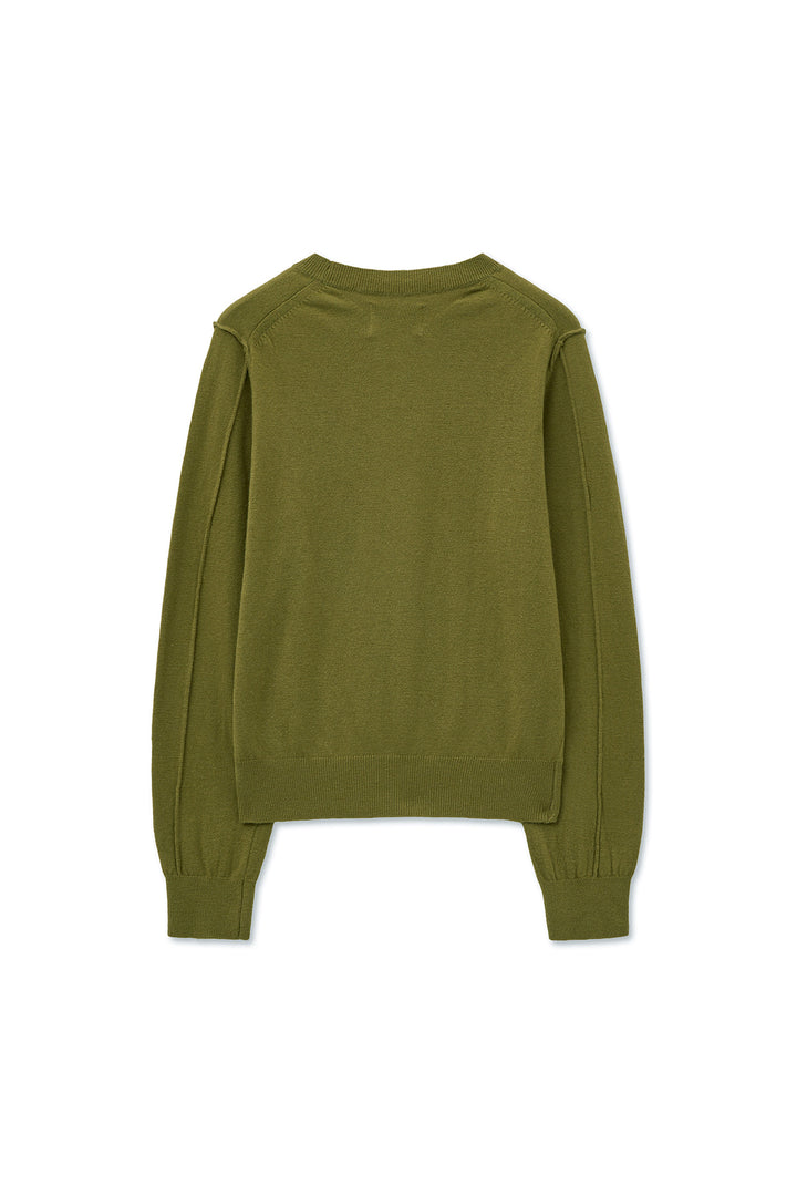 Matinkim Cashmere Blended Round Knit Pullover IN Olive