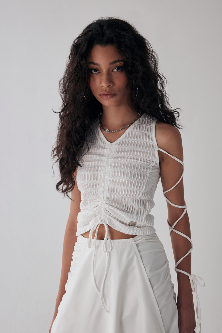 Treemingbird Tied Strap Sleeveless White