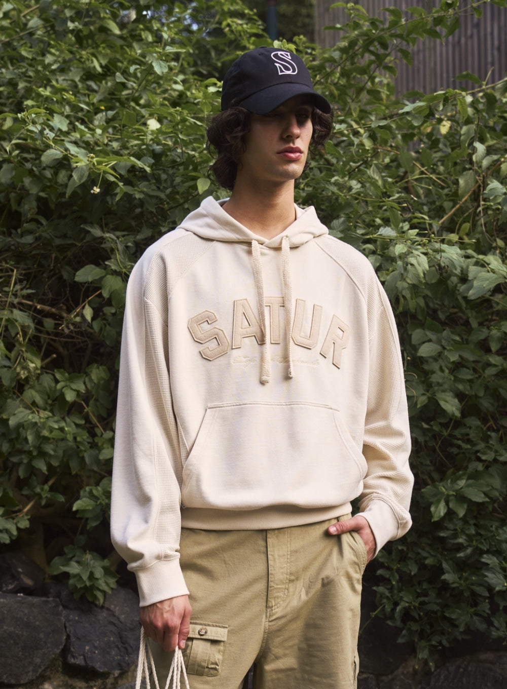 Satur Lugo Panel Hoodie - Cream