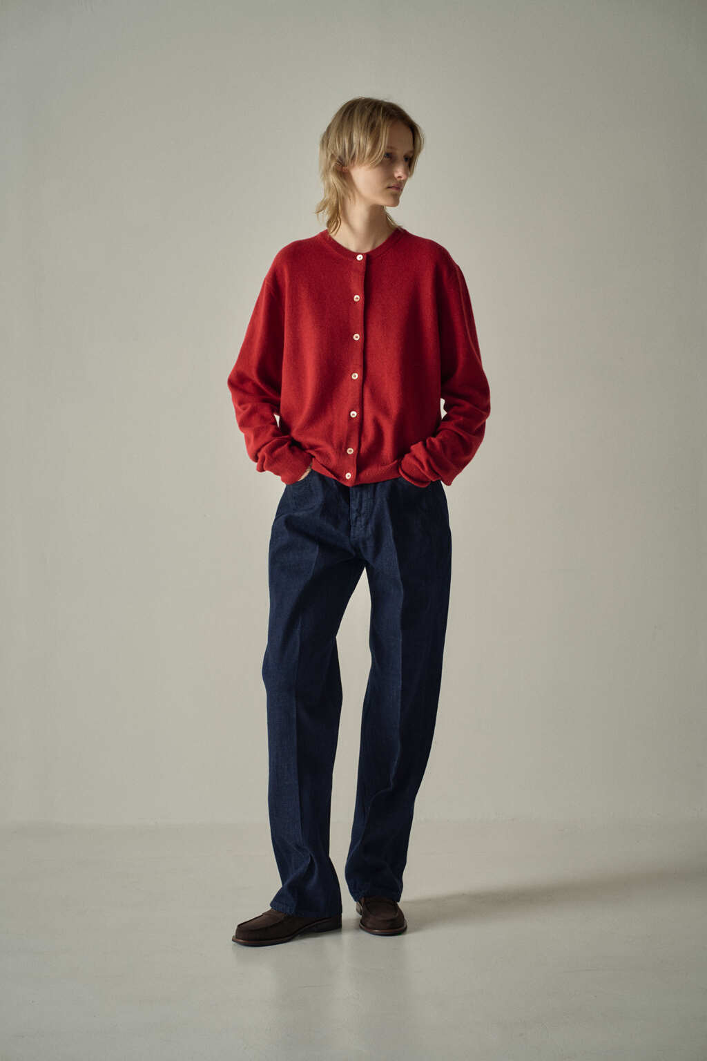 Facade Pattern Cashmere Essential Cardigan red