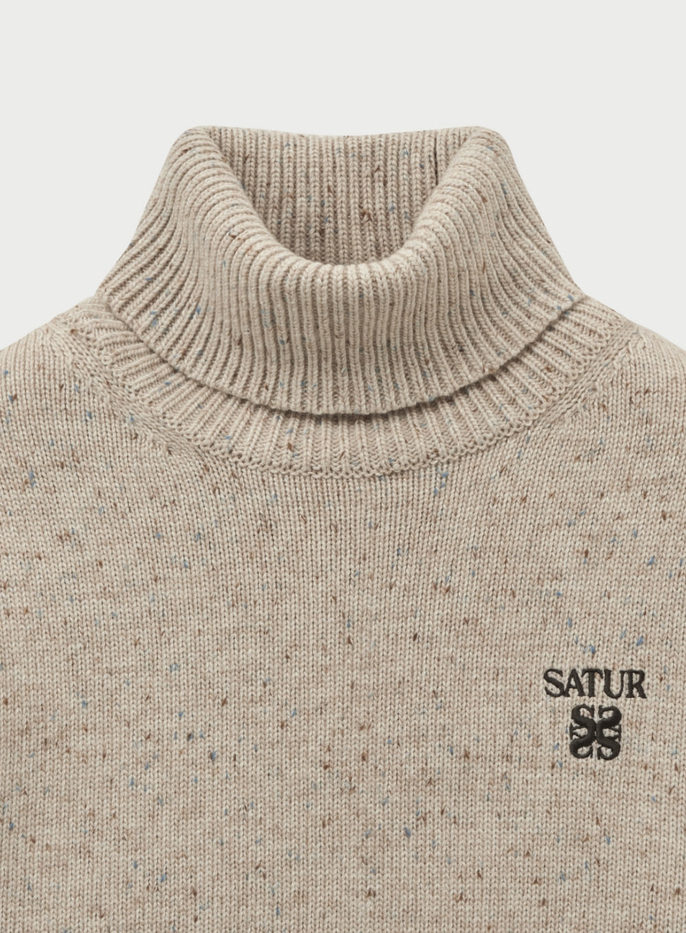[satur] (W) Classic Turtle Neck Mix Knit - Oatmeal