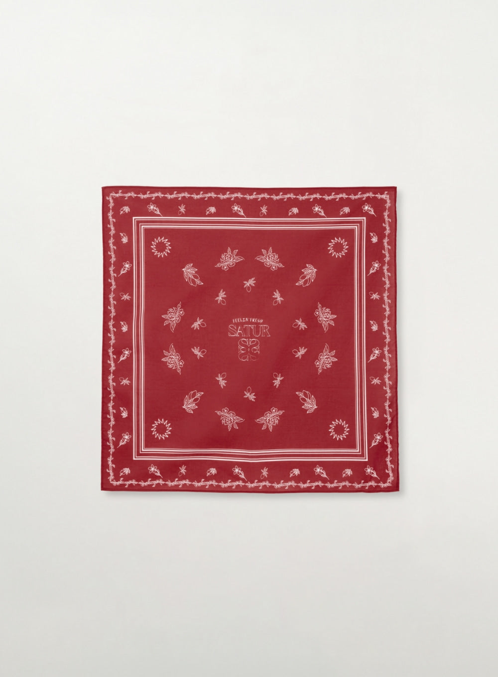 Satur Graphic Cotton Scarf - Red