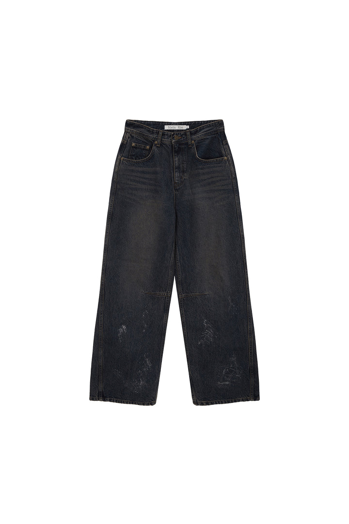 Matinkim Foil Detail Denim Baggy Pants IN Navy