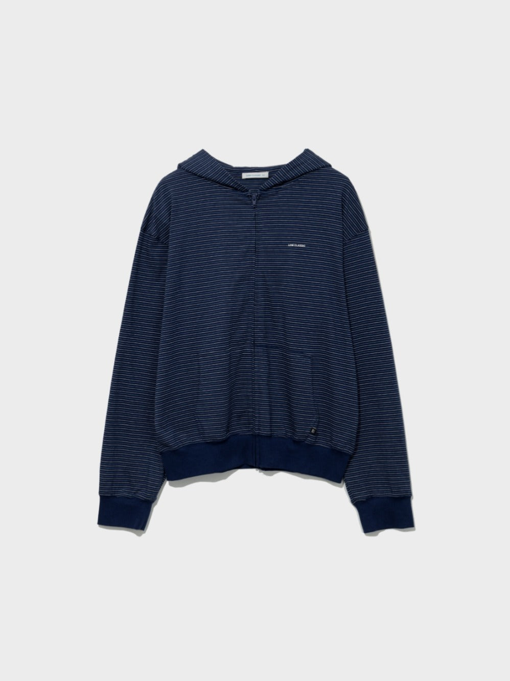 Low Classic Lc Striped Zip-Up Hoodie Navy