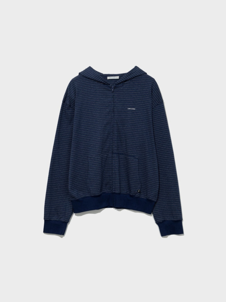 Low Classic Lc Striped Zip-Up Hoodie Navy