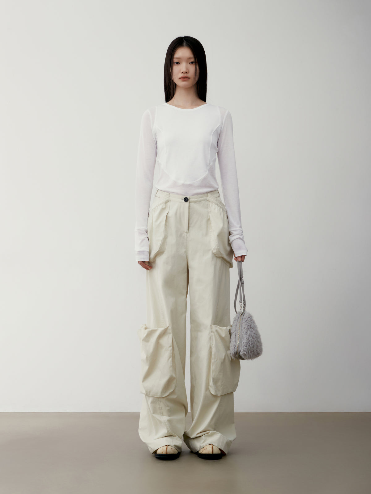 Low Classic Bubble Pocket Pants Cream