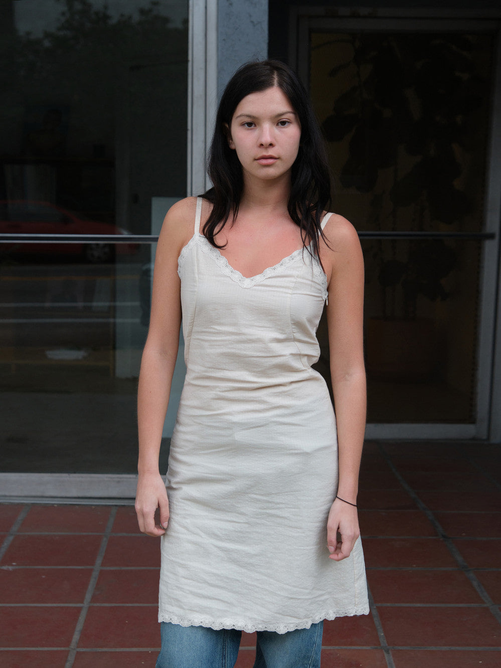 Low Classic Lace Midi Dress Beige