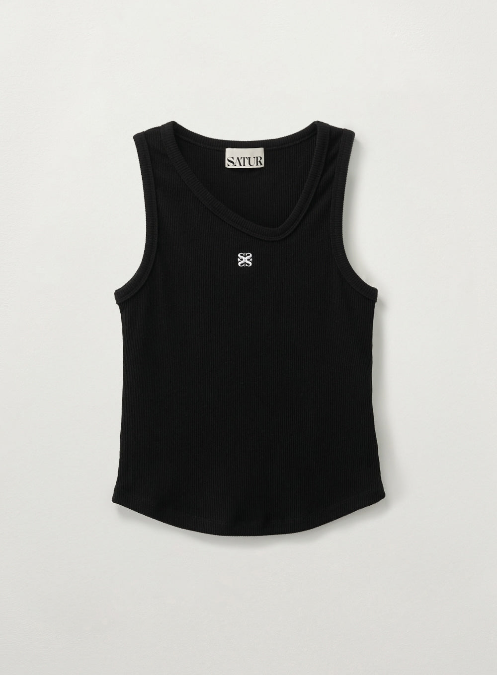 [satur] (W) Unbalance Neck Line Layered Sleeveless Top - Resort Black