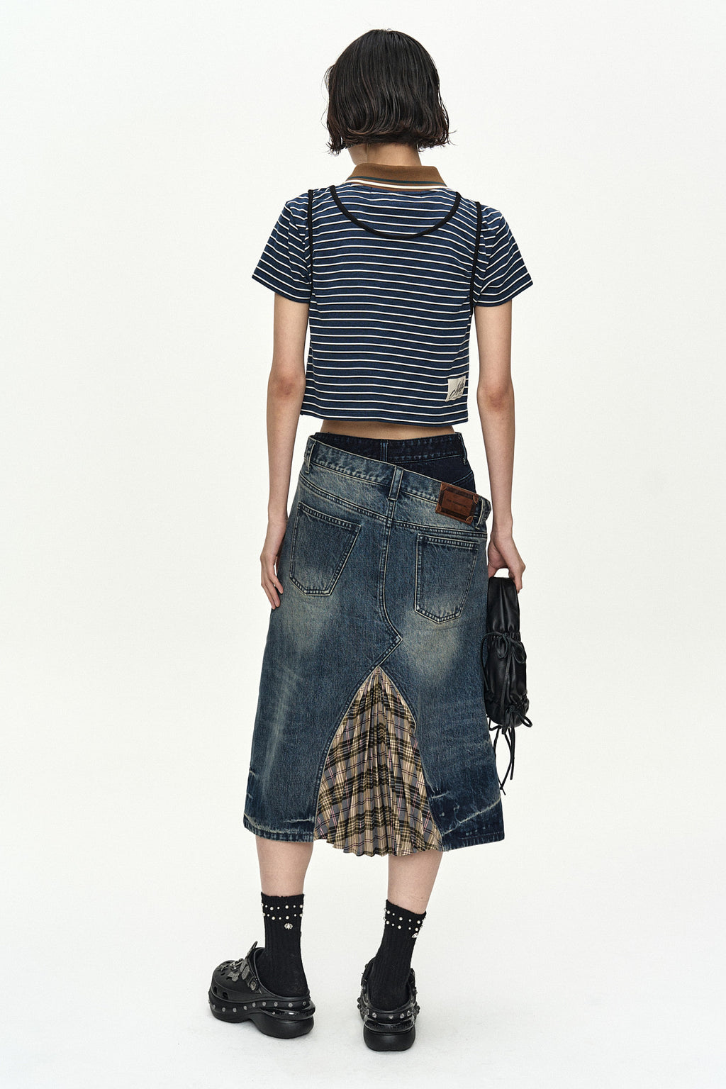 Andersson Bell Shirring Binding Stripe Collar Top