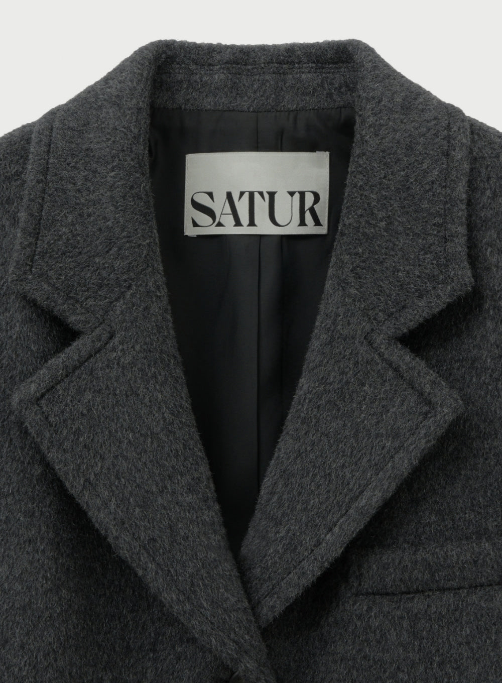 [satur] (W) Cashmere Wool Blend Single Blazer - Charcoal