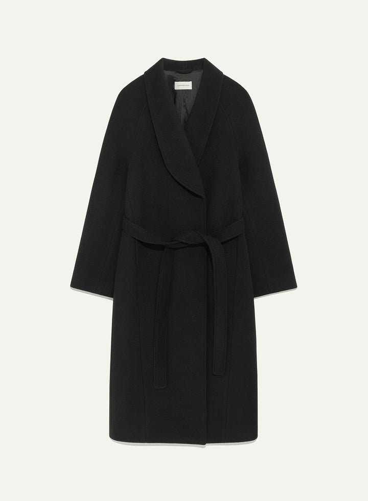 Kindersalmon Vera Shawl Collar Coat Black