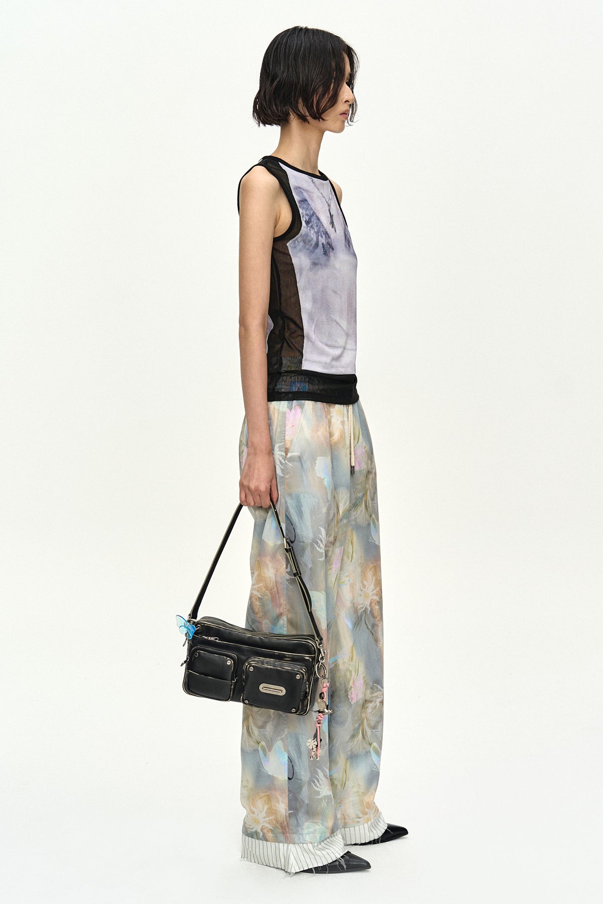 Andersson Bell Fish & Butterfly Printed Satin Trousers