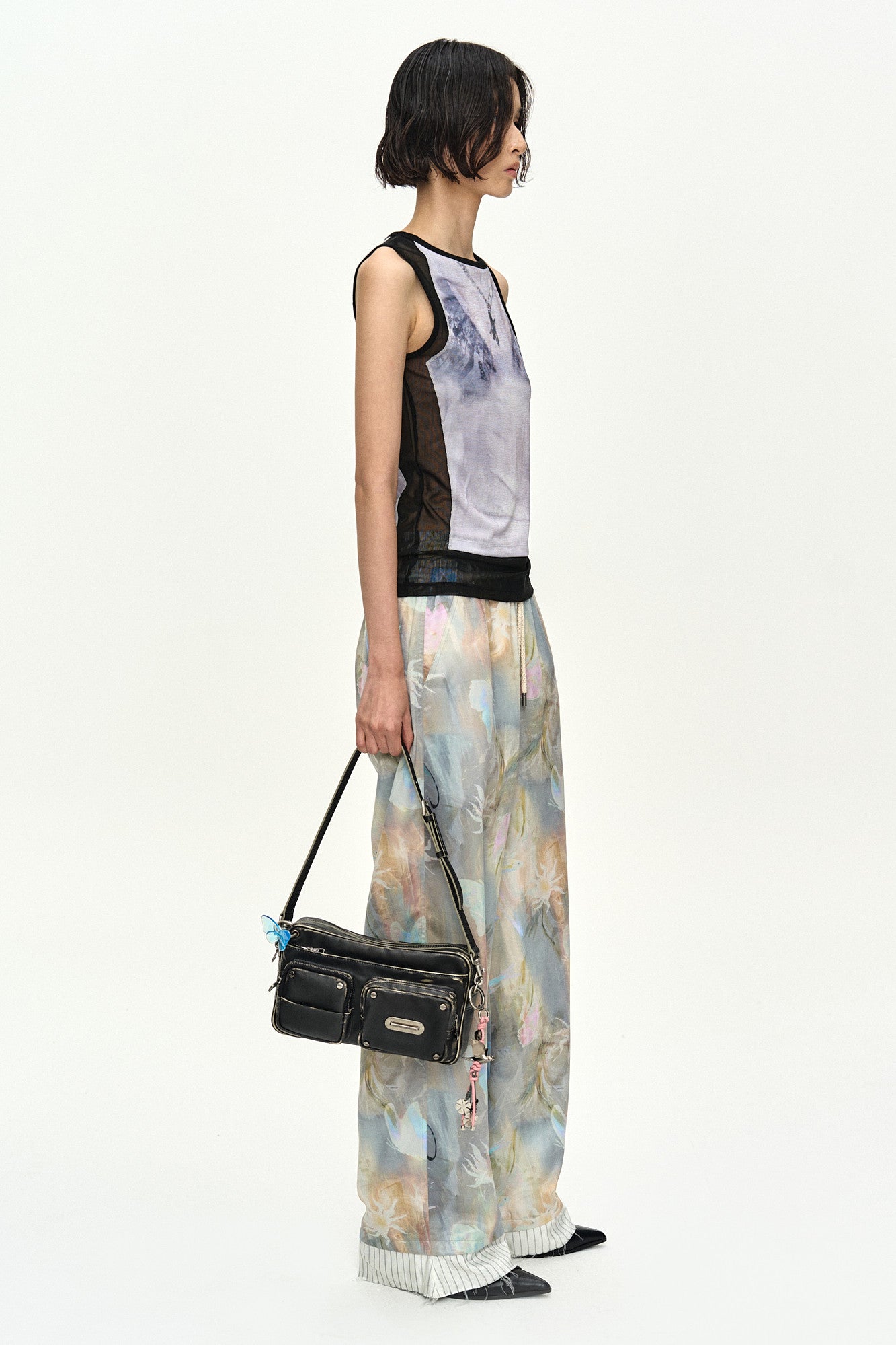 Andersson Bell Fish & Butterfly Printed Satin Trousers