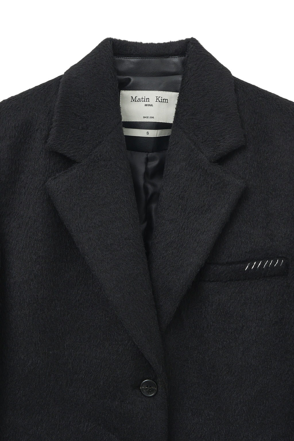 Matinkim Hairy Overfit Stitch Single Jacket IN Black