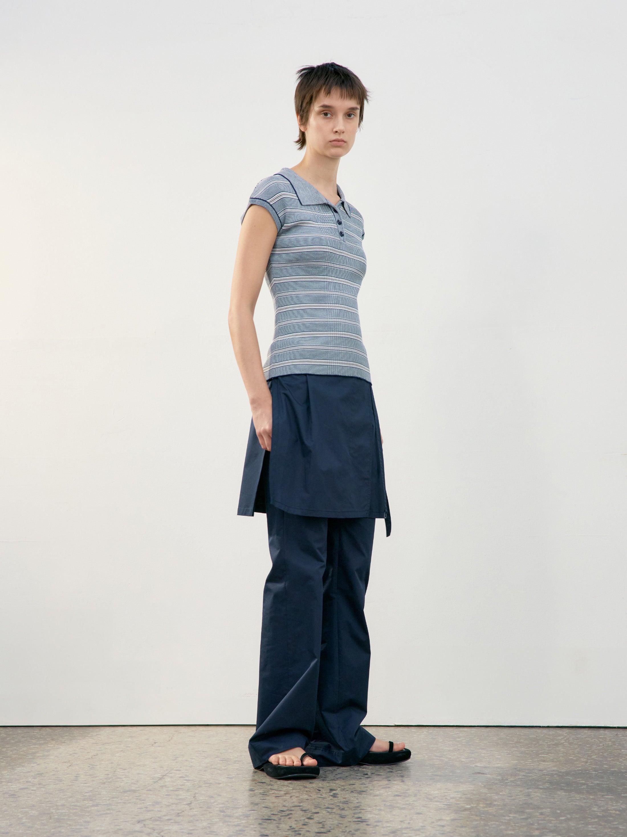Low Classic Stripe Sleeveless Knit Top Navy