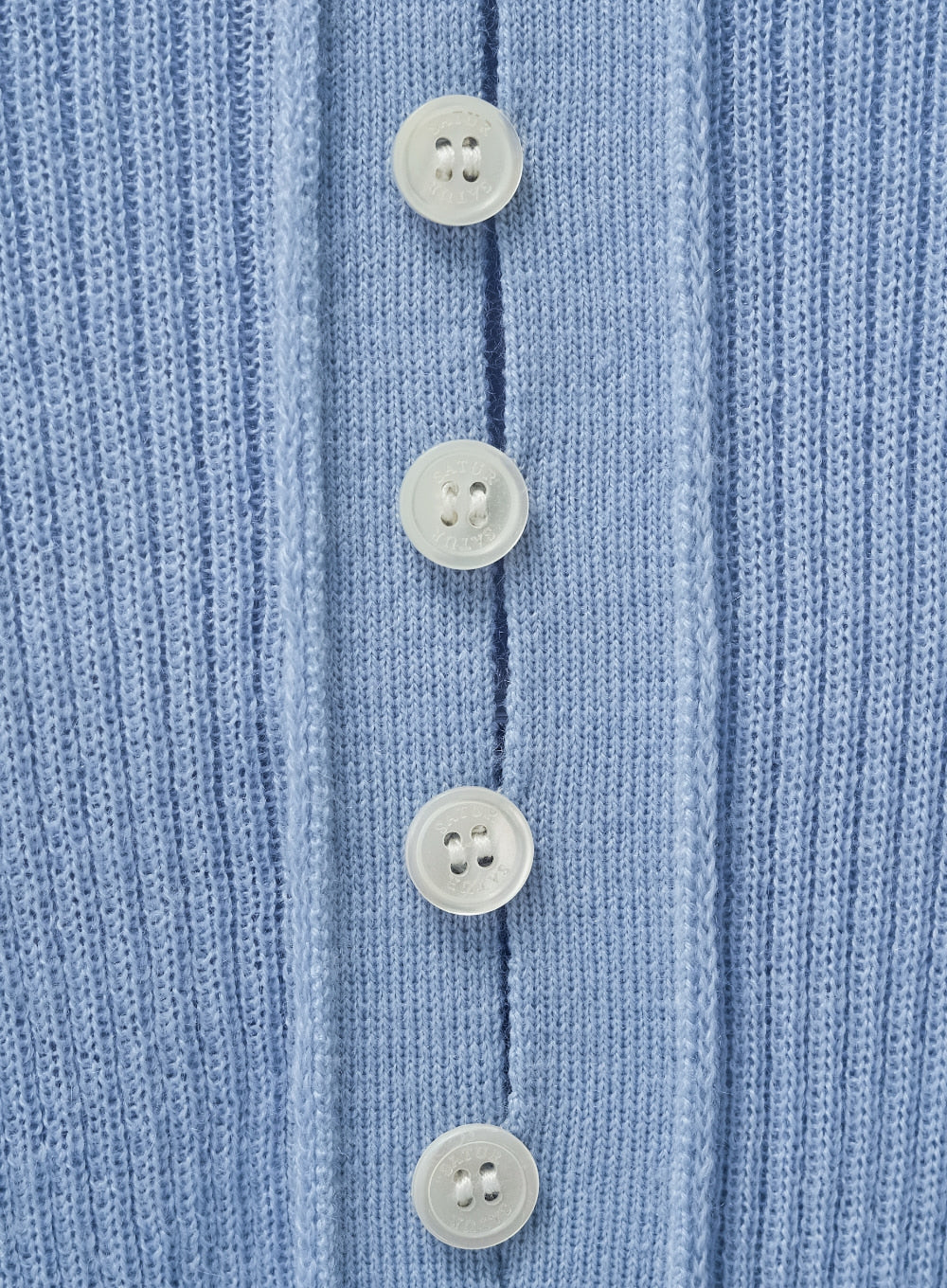 [satur] (W) Collar Button Long Sleeve Knit - Light Blue