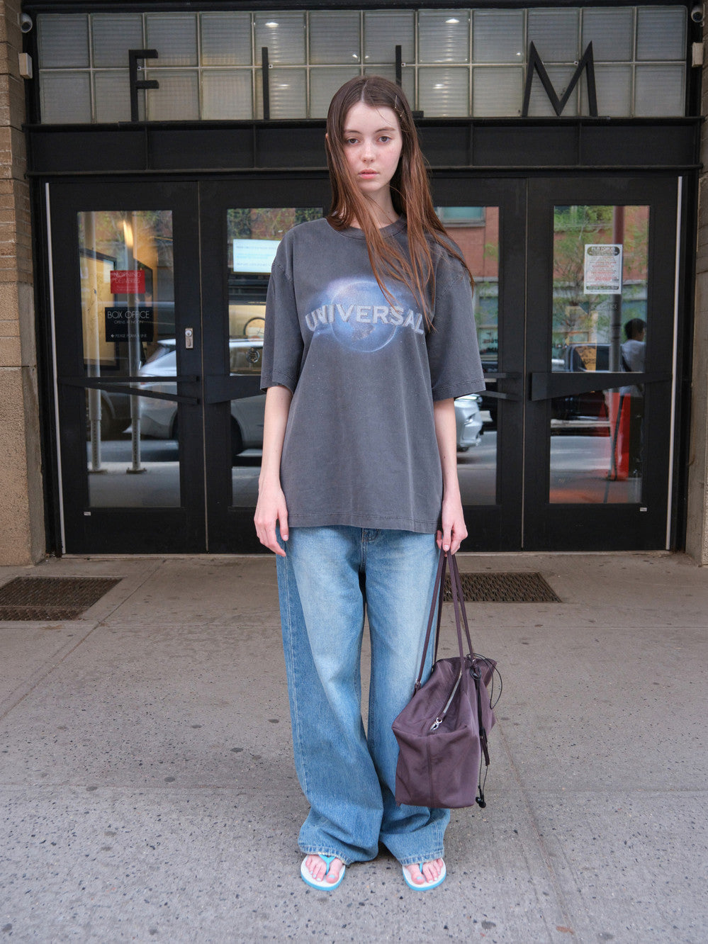 Low Classic Universal Washed Oversized Tee Charcoal Black