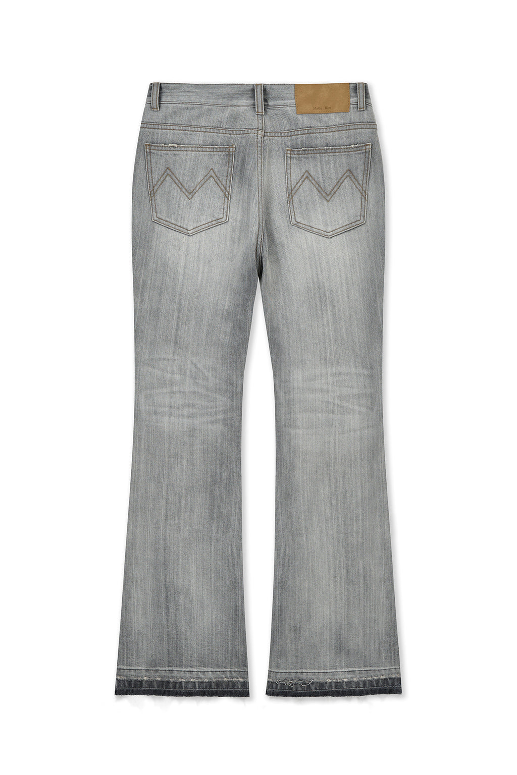 [matinkim] Washed Point Boots Cut Denim Pants IN Grey