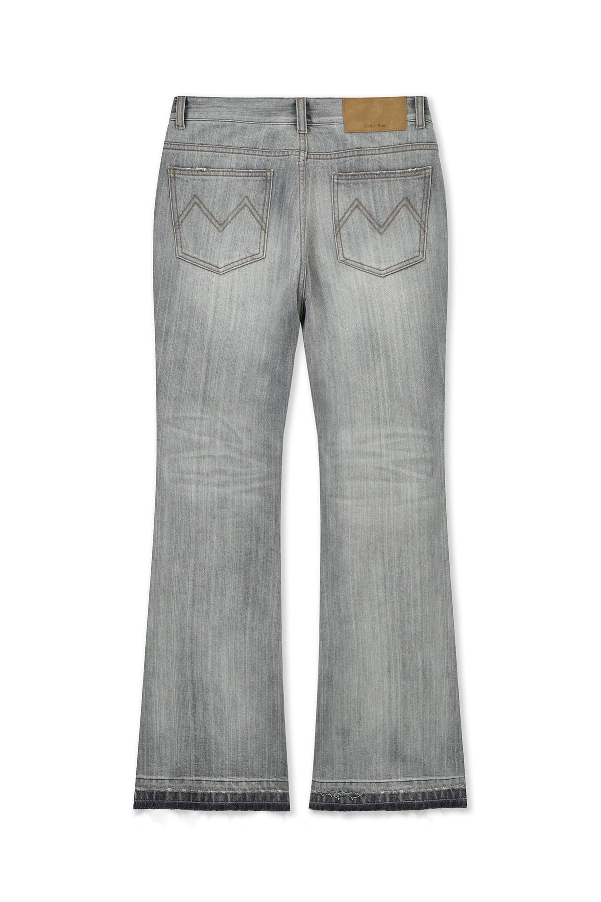 [matinkim] Washed Point Boots Cut Denim Pants IN Grey