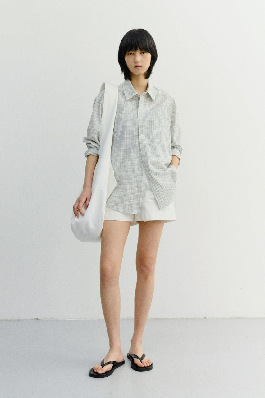 Dunst Unisex Seersucker BD Shirt Ivory Check