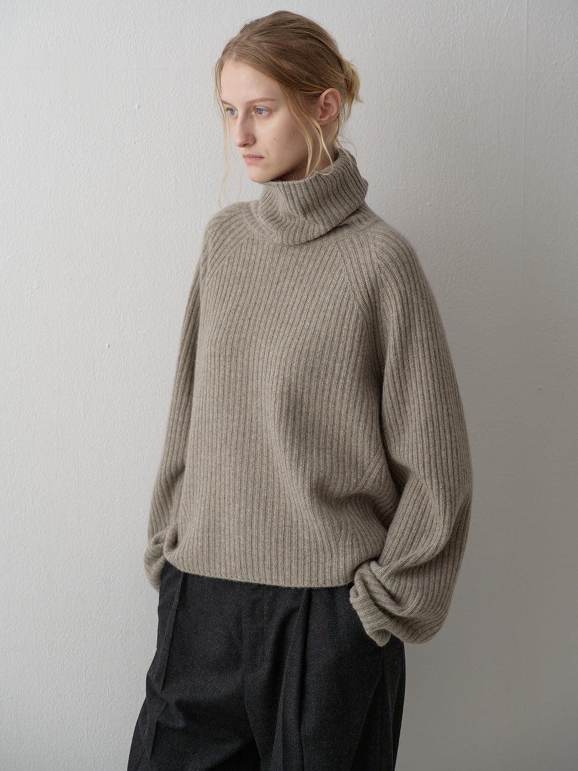 Facade Pattern Cashmere Turtleneck Knitwear ash grey
