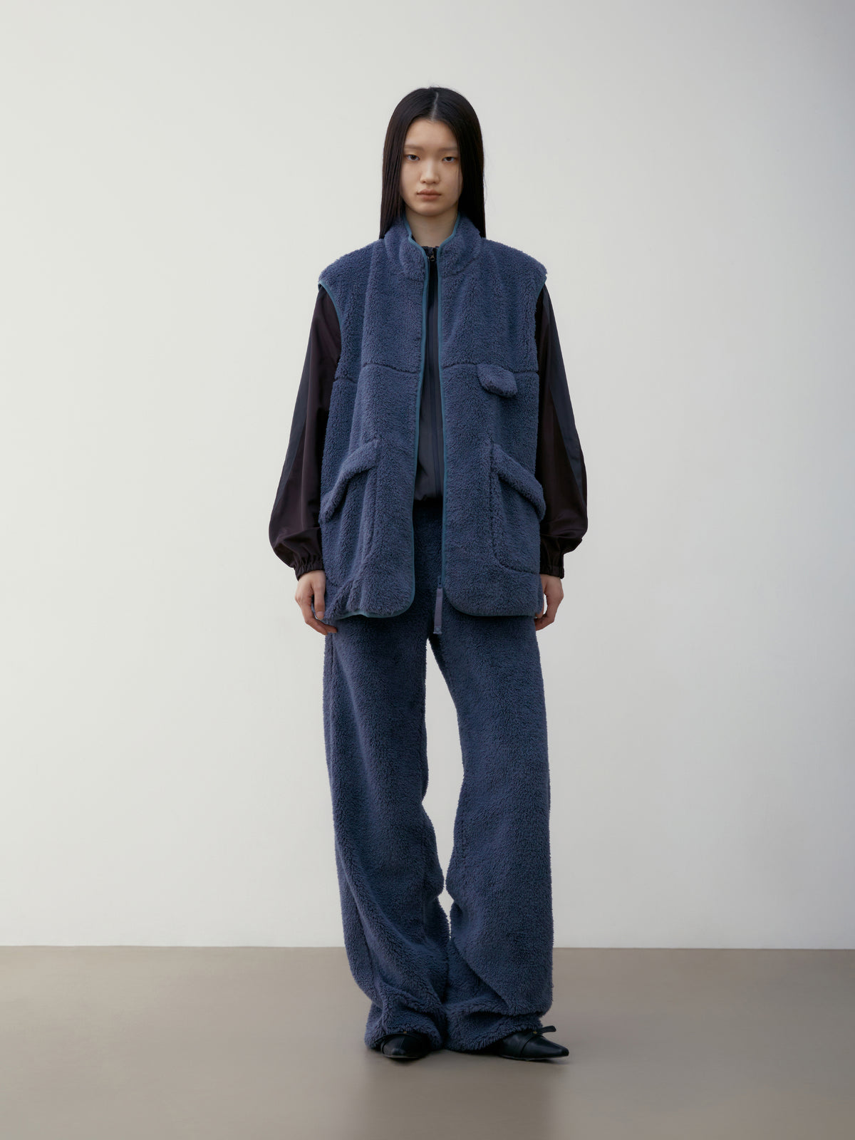 Low Classic Fleece Banding Pants Blue Green