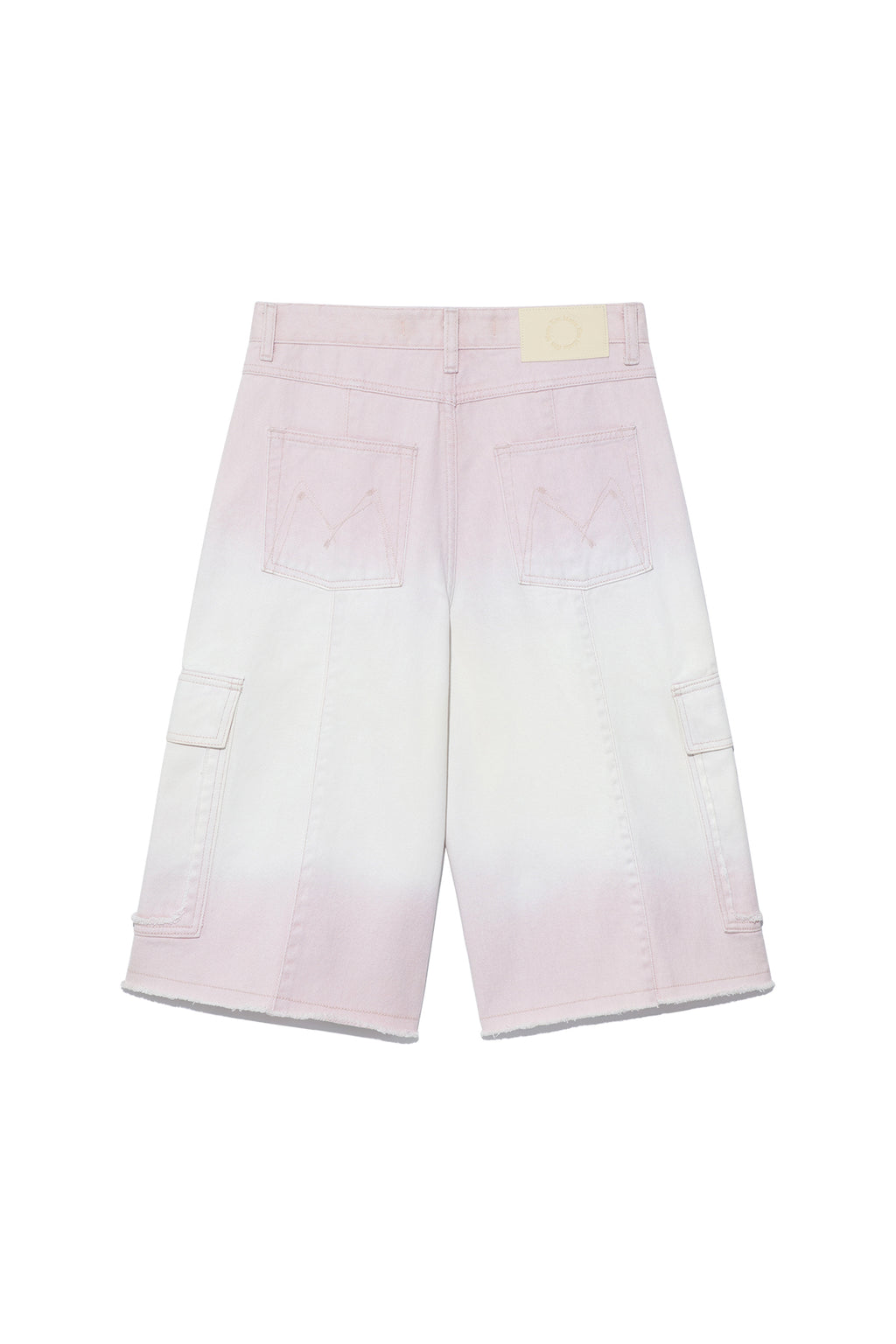 [matinkim] COLOR BRUSH BERMUDA DENIM CARGO PANTS IN LIGHT PINK