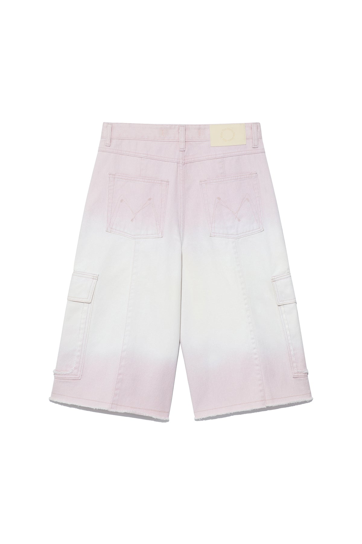 [matinkim] COLOR BRUSH BERMUDA DENIM CARGO PANTS IN LIGHT PINK