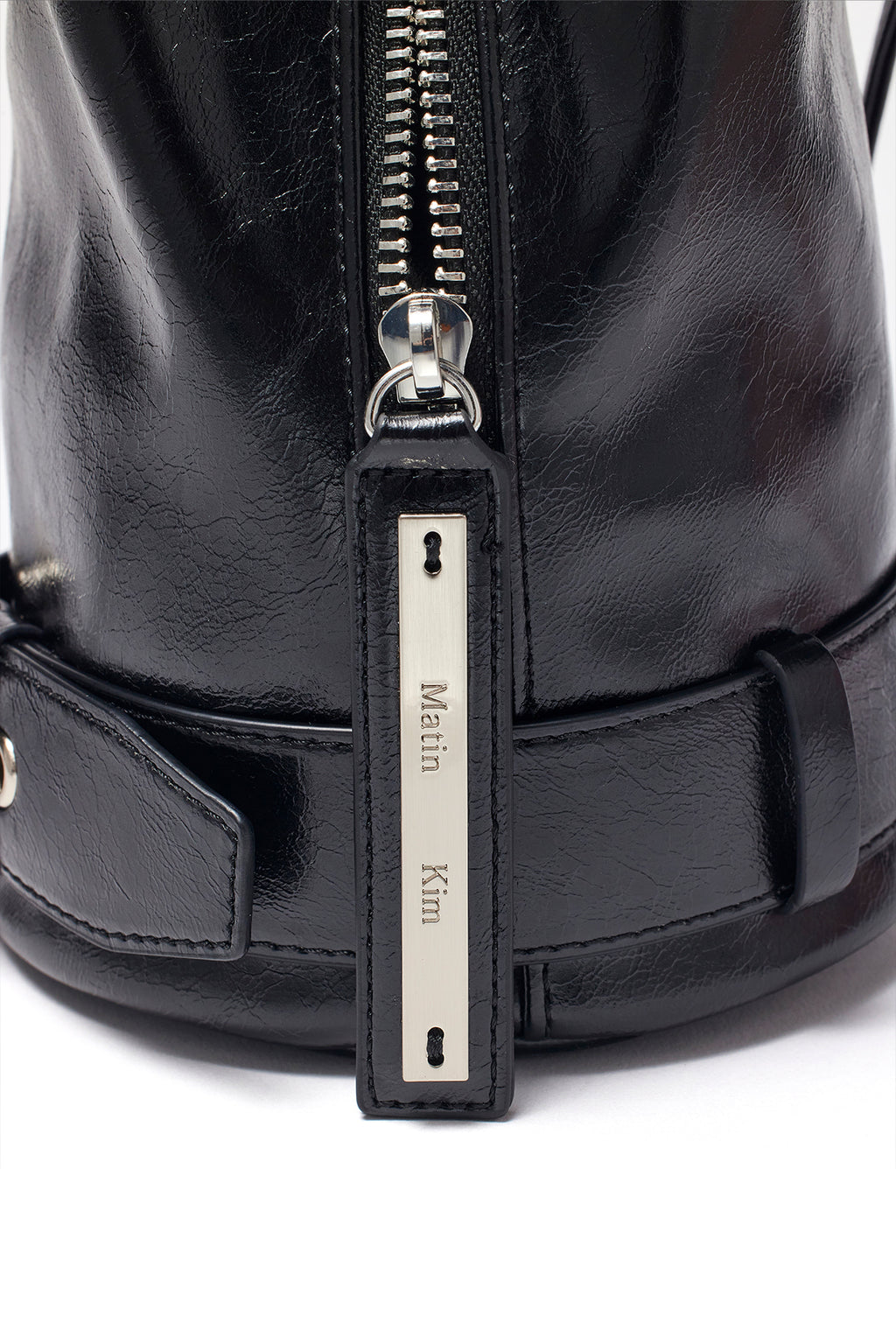 [matinkim] BELTED MINI BUCKET BAG IN BLACK