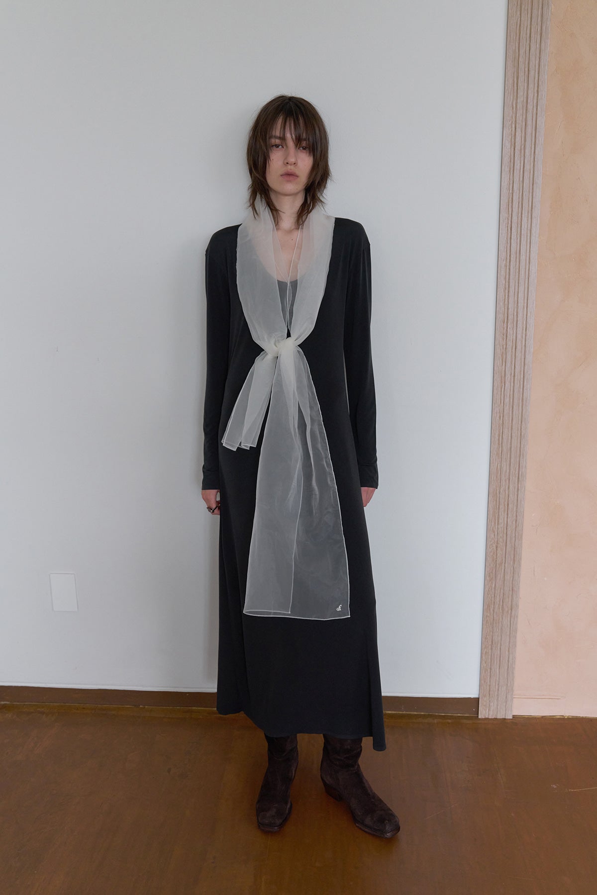 Overdueflair Flexible Long Sleeve Maxi Dress Charcoal