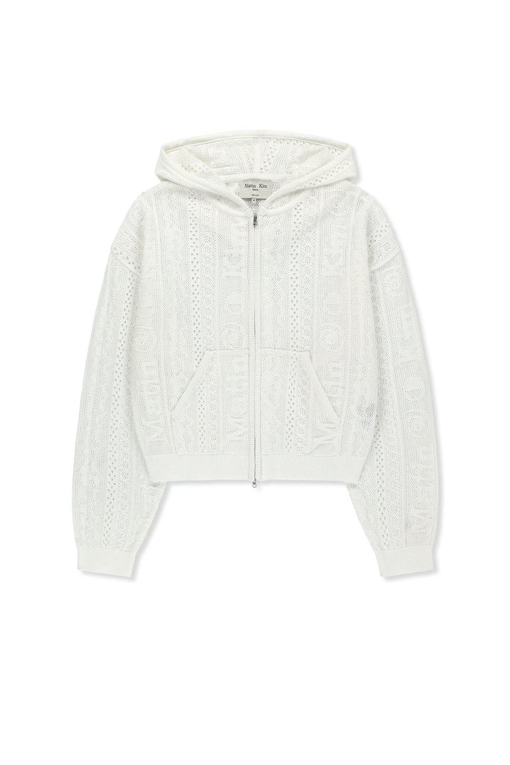 Matinkim Mesh Logo Knit Hoody Zip UP IN White
