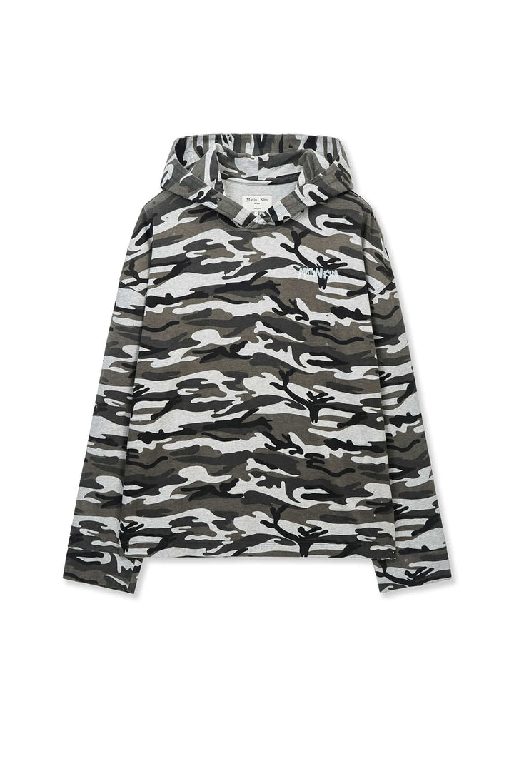 Matinkim Typo Artwork Camouflage Hoody IN Khaki
