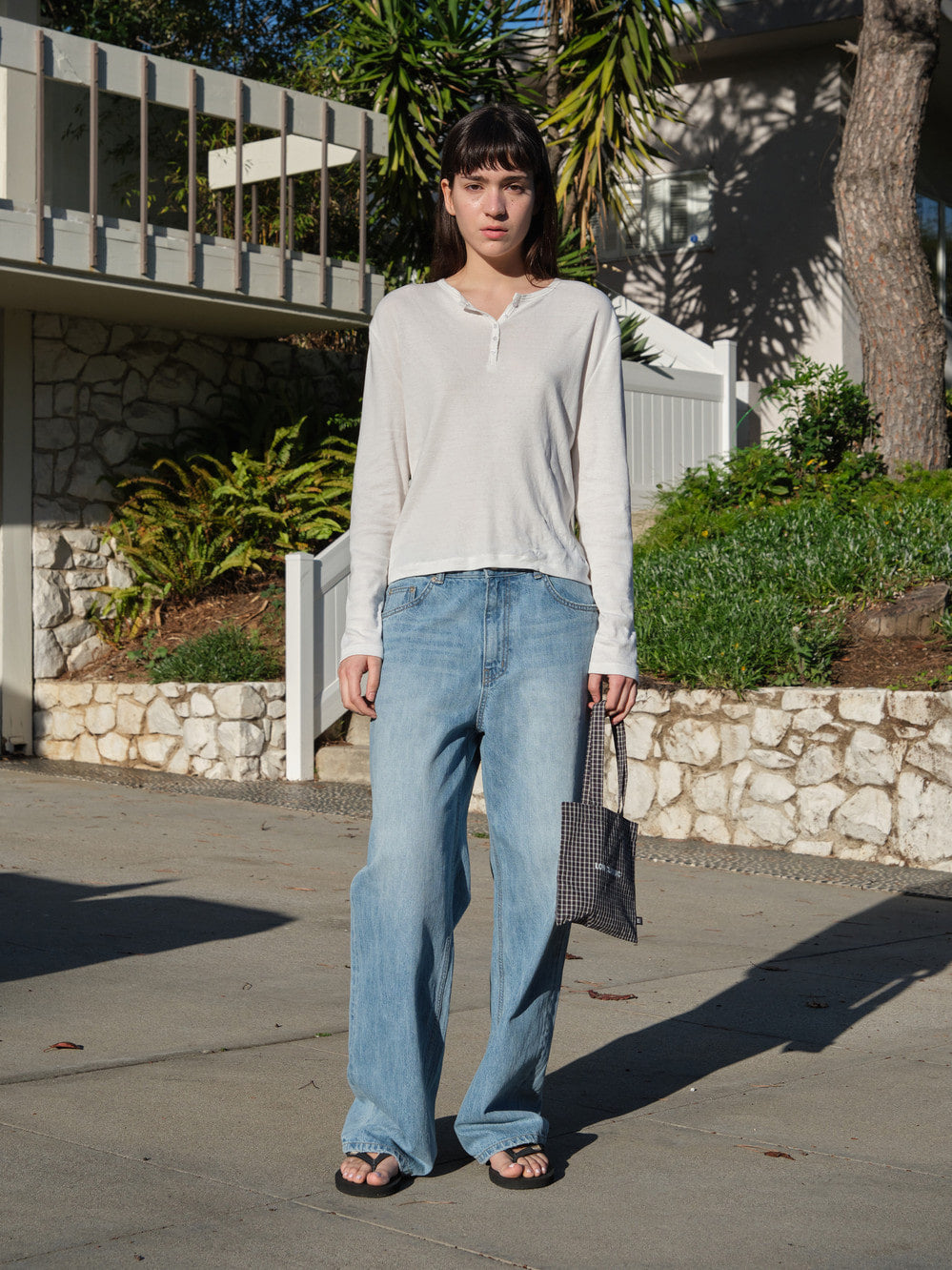 Low Classic Relaxed Henley Tee Ivory