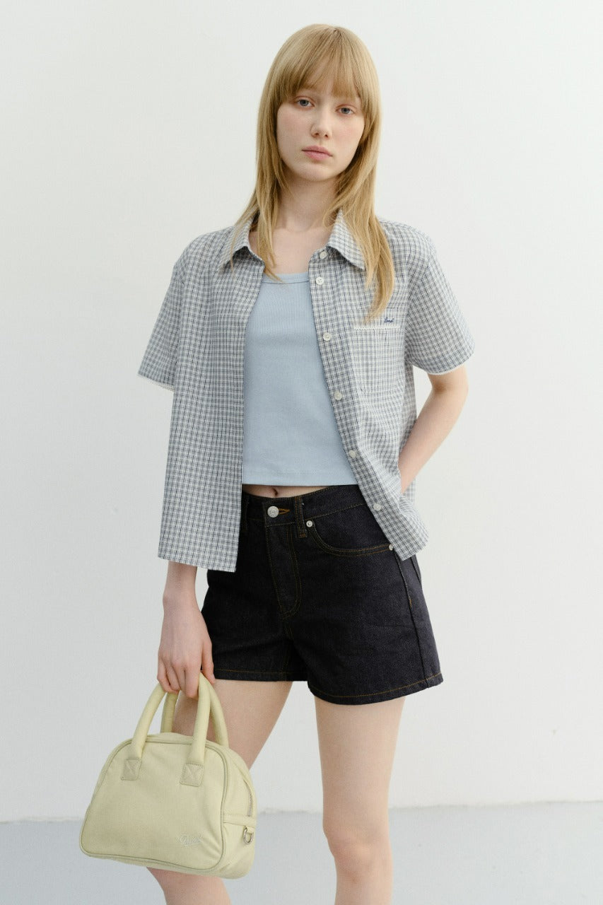 Dunst Laced Checked Shirt Blue Check