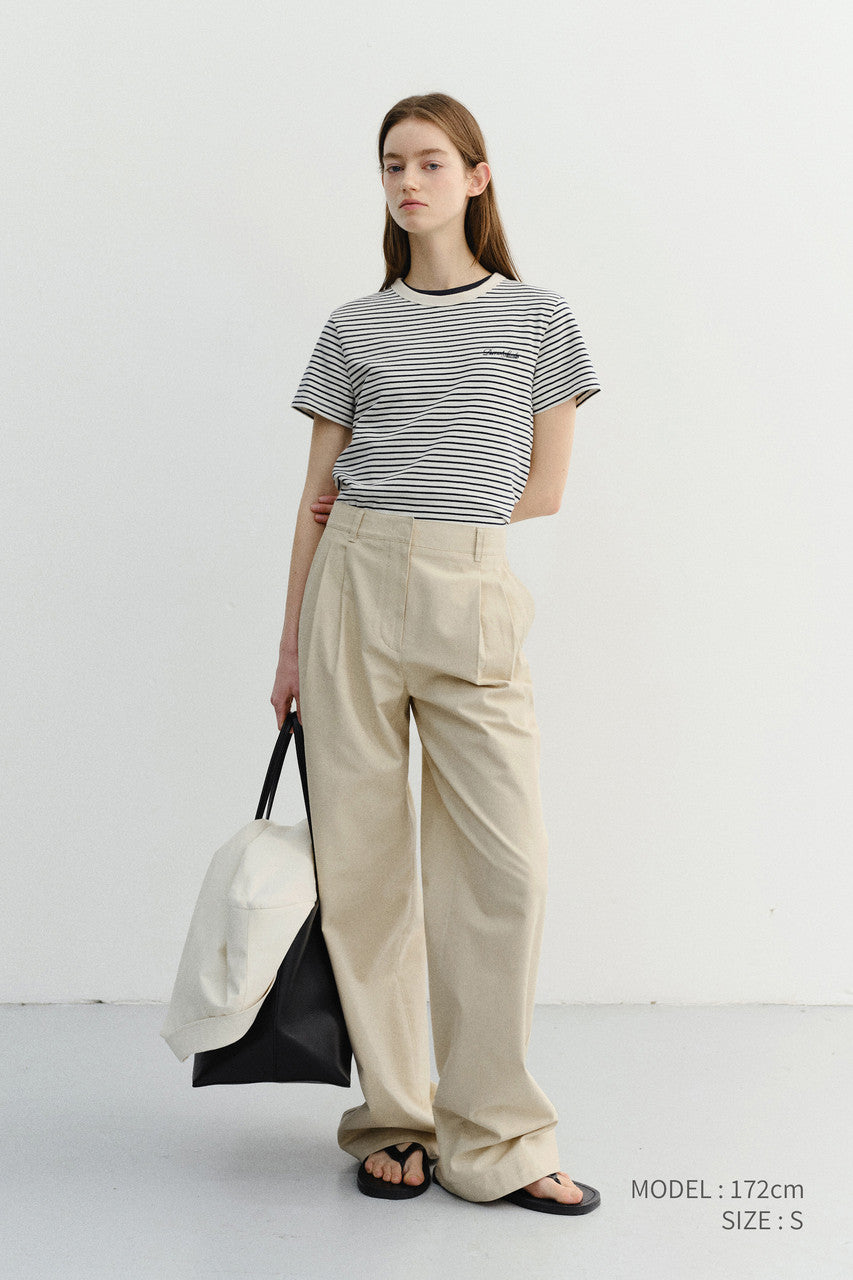 Dunst Essential Stripe Logo T-Shirt Cream Navy Stripe