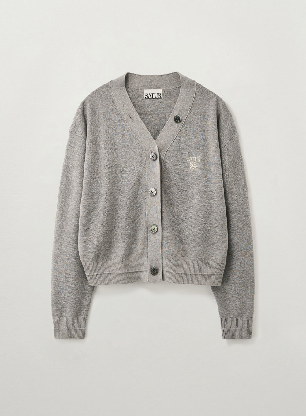 [satur] (W) Essential Faro Crop Cardigan - Melange Gray